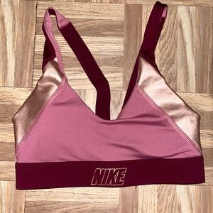 Nike Womens Desert Berry Pink Bronze Indy Low-Impact Padded Sports Bra